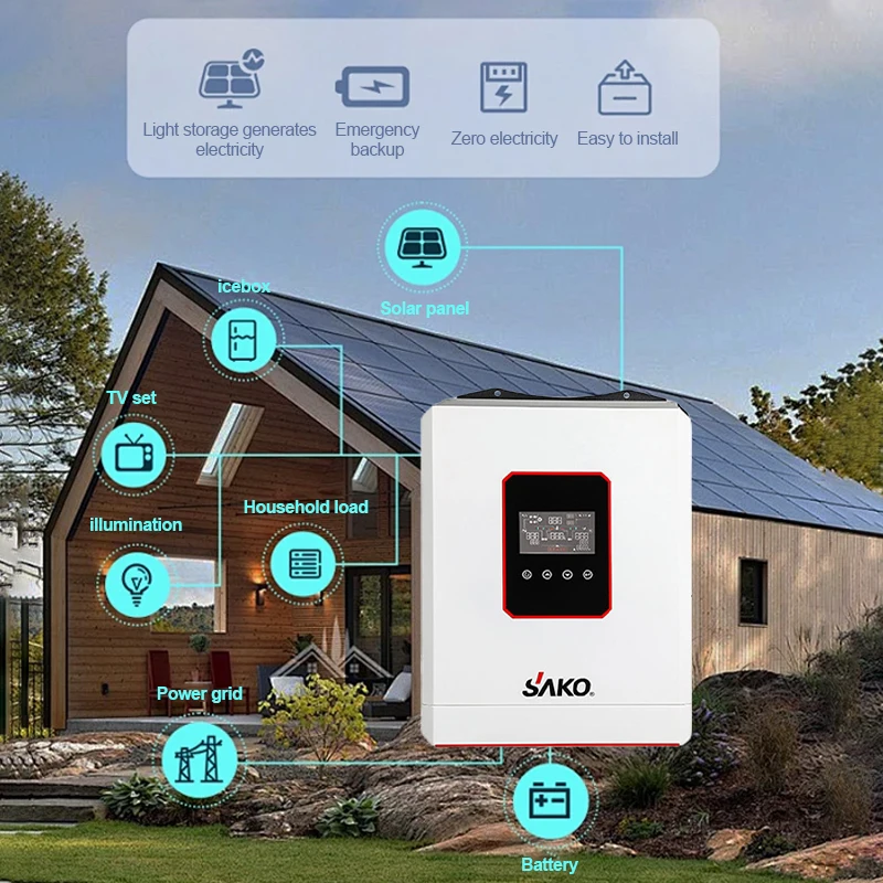 Sako Ranboer 4200W Grid Power MPPT Pure Sine Wave Solar Inverter 220V Hybrid Solar 4.2Kva Single AC Output of 4.2Kw