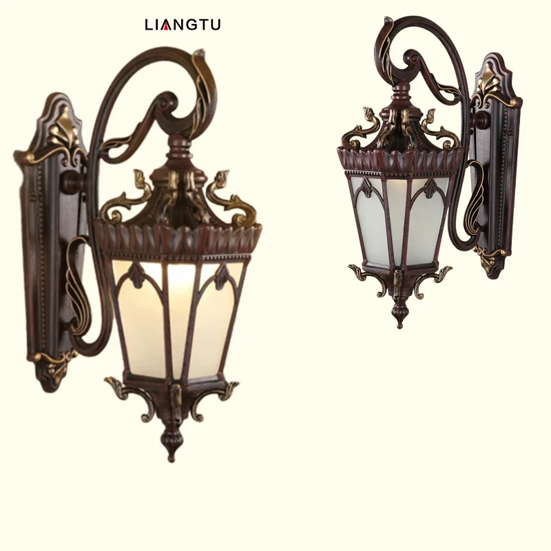 Factory Price Retro Outdoor Wall Light Fixtures Exterior Wall Lantern Waterproof Sconce Porch Earth Moon Antique Outdoor Wall