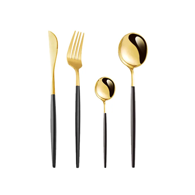 Luxury Party 4 Pcs Flatware Set Stainless Steel Titanium Plated Spray Painted Silverware Cutlery Set