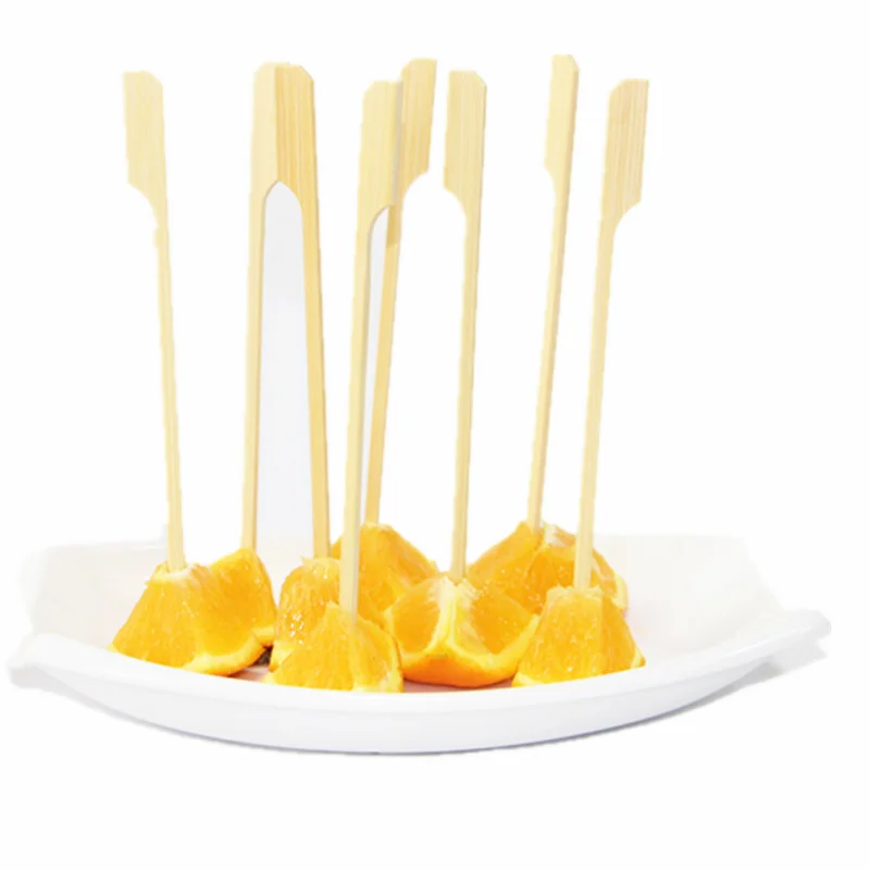 High Quality Disposable 25cm round Burger Bamboo Peddle Skewers Import Quality BBQ Cleaning Grilling Baking Sticks Bag Packaging