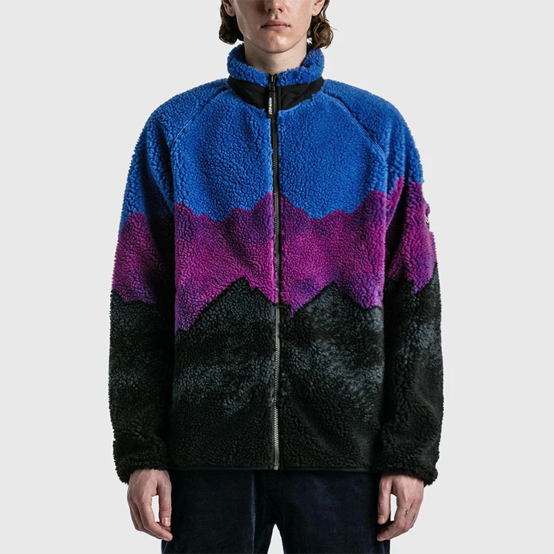 Custom Wholesale Warm Comfort Zipper Sherpa Jacket Winter 100% Polyester Custom Logo Fleece Jacket For Men