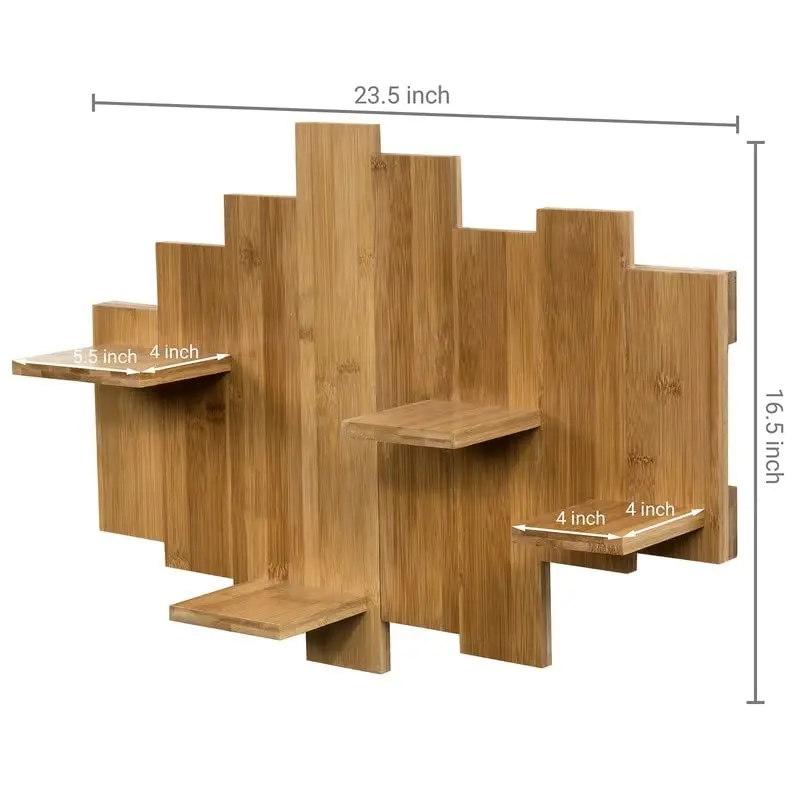 Easy-to-Assemble Natural Bamboo Brown Floating Wall Shelves for Bedrooms and Living Rooms with Brackets