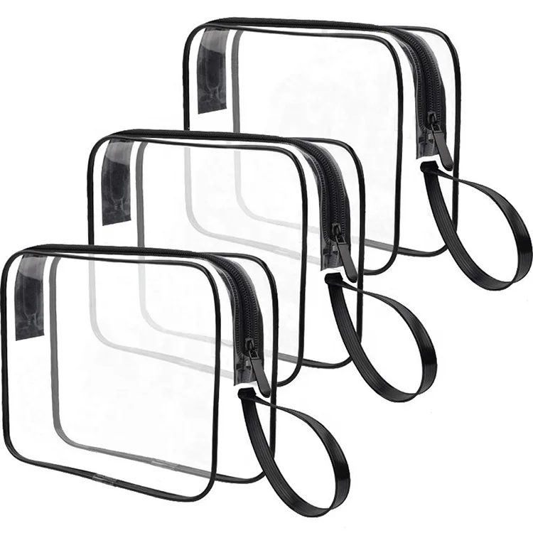 Wholesale PVC Clear Vinyl Zippered Makeup Pouch Transparent Waterproof Cosmetic Bag PVC Toiletry Bag