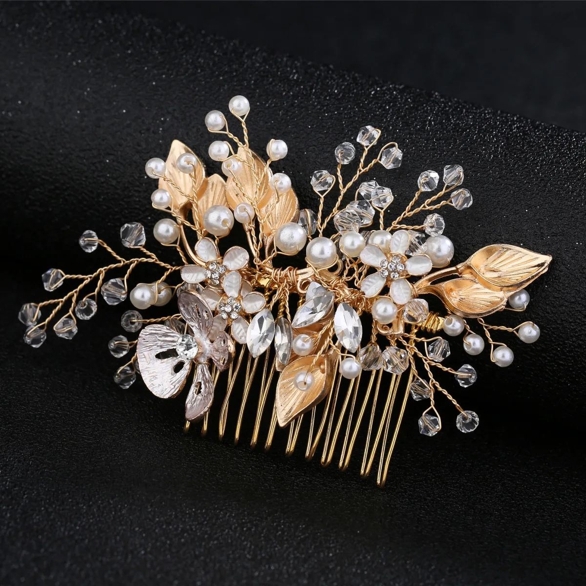 MC755 Fashion Bridal Flower Hair Combs Women Handmade Pearls Headpieces Wedding Hair Jewelry