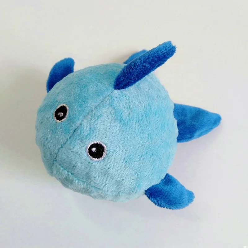 Hot Sale Durable Lovely Fish Squeaky Plush Dog Chew Ball Toys Wtih Super Squeak Bouncing Ball Inside