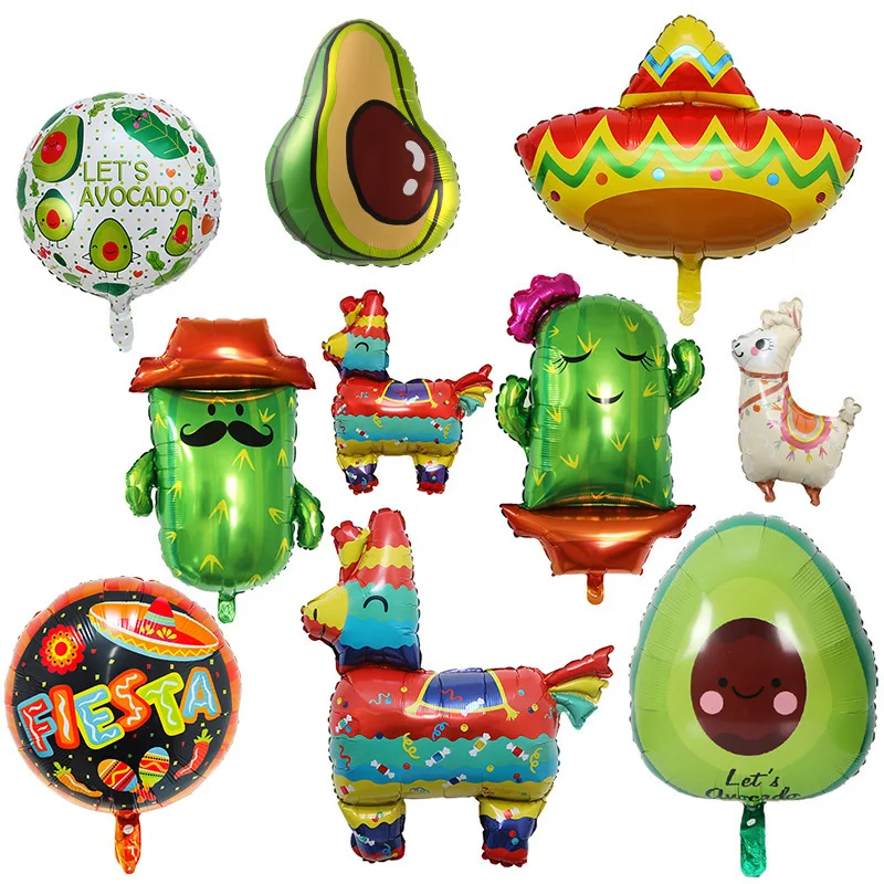 Мексиканские воздушные шары Fiesta Mexico Taco Llama Cactus фольгированные Cinco De Mayo Mexican украшения для вечеринки