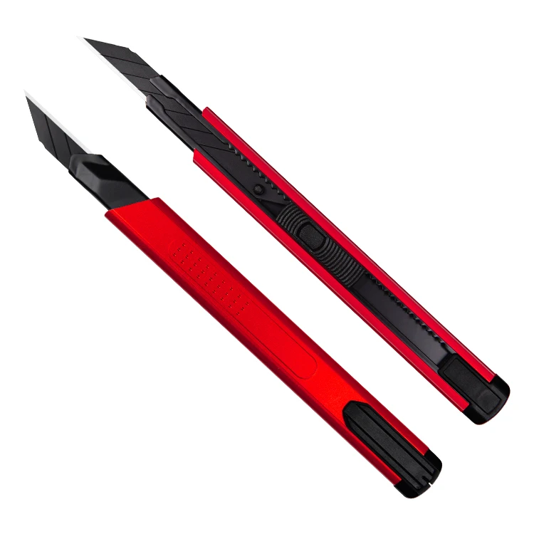 Manufore Plastic Aluminium Handle 9mm Snap Off Blades Blade Auto Lock Snap Off Black Cutter Blade Knife