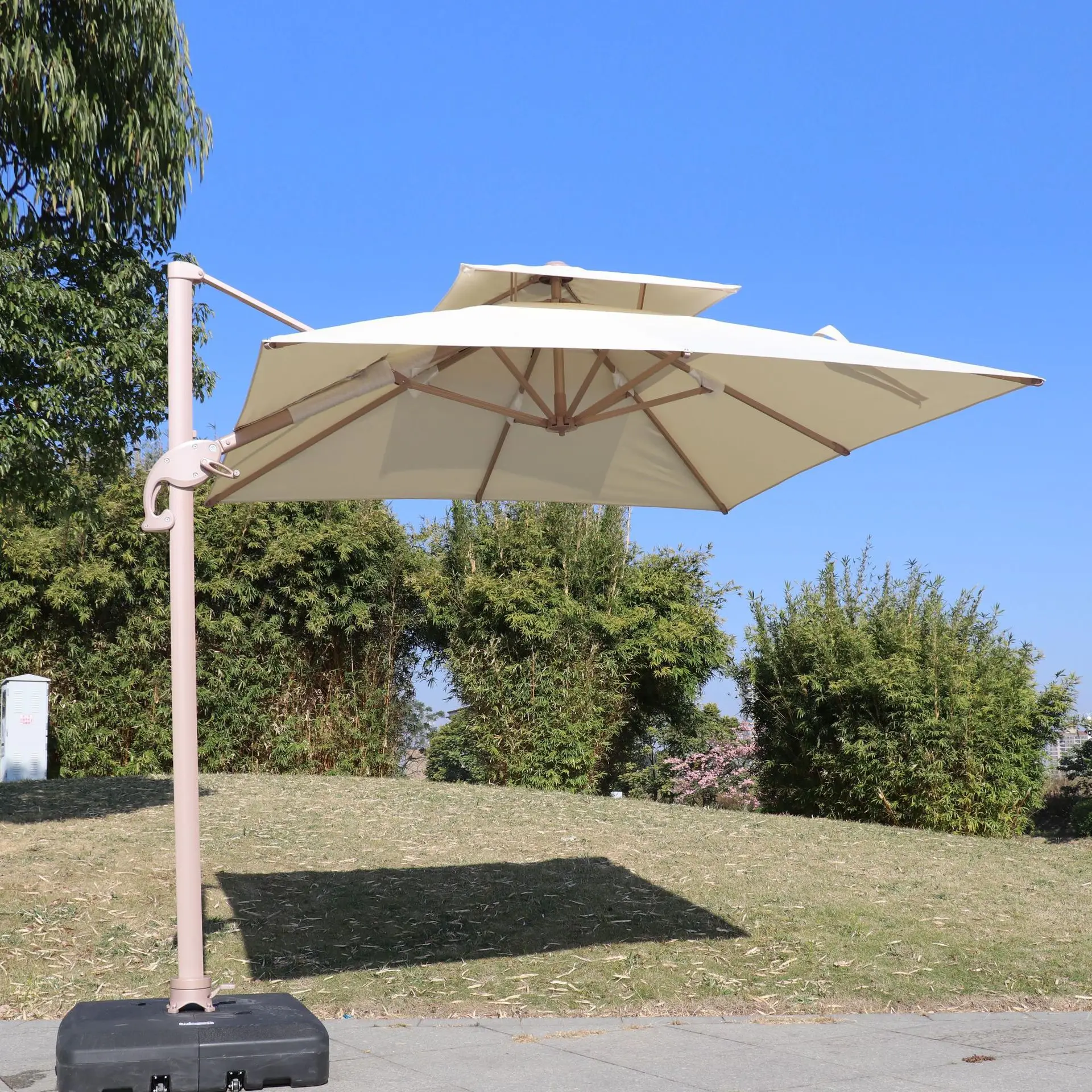 Heavy Duty Aluminum Waterproof Patio Hanging Parasol Best Square Outdoor Cantilever Umbrella