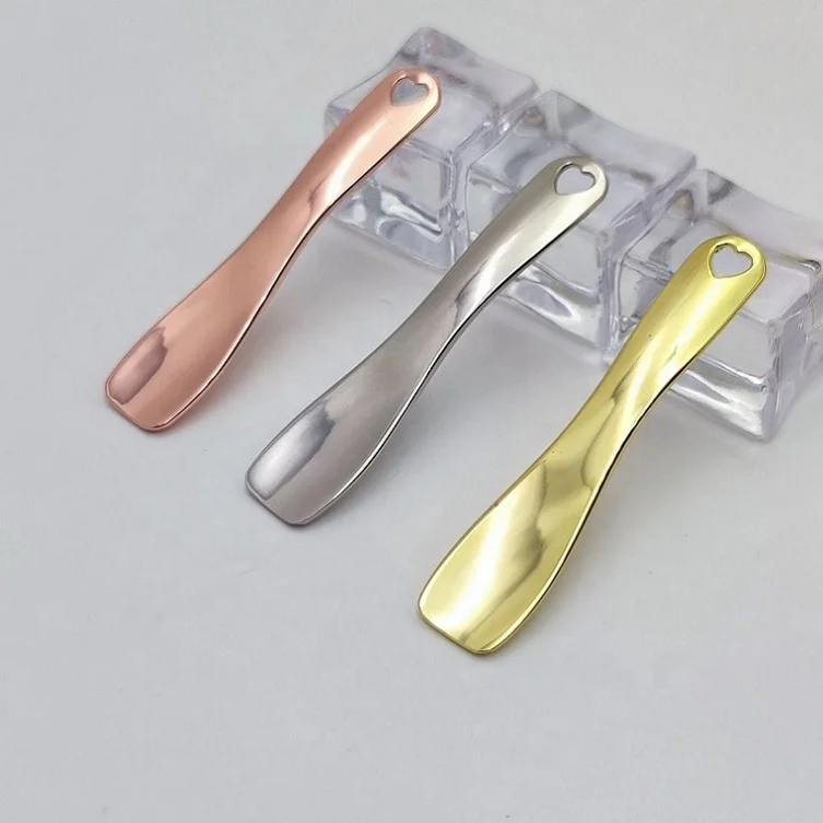 Оптовая продажа, мини-маска для смешивания крема для лица, шпатель для макияжа, розовое золото, металлическая Косметическая ложка 6 см