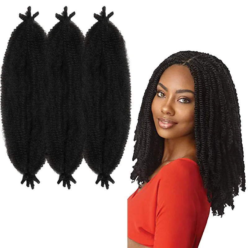 Synthetic Springy Afro Twist Crochet Hair Pre-Separated Braiding Hair Extensions for Women Soft Marley Braids Kinky Twist
