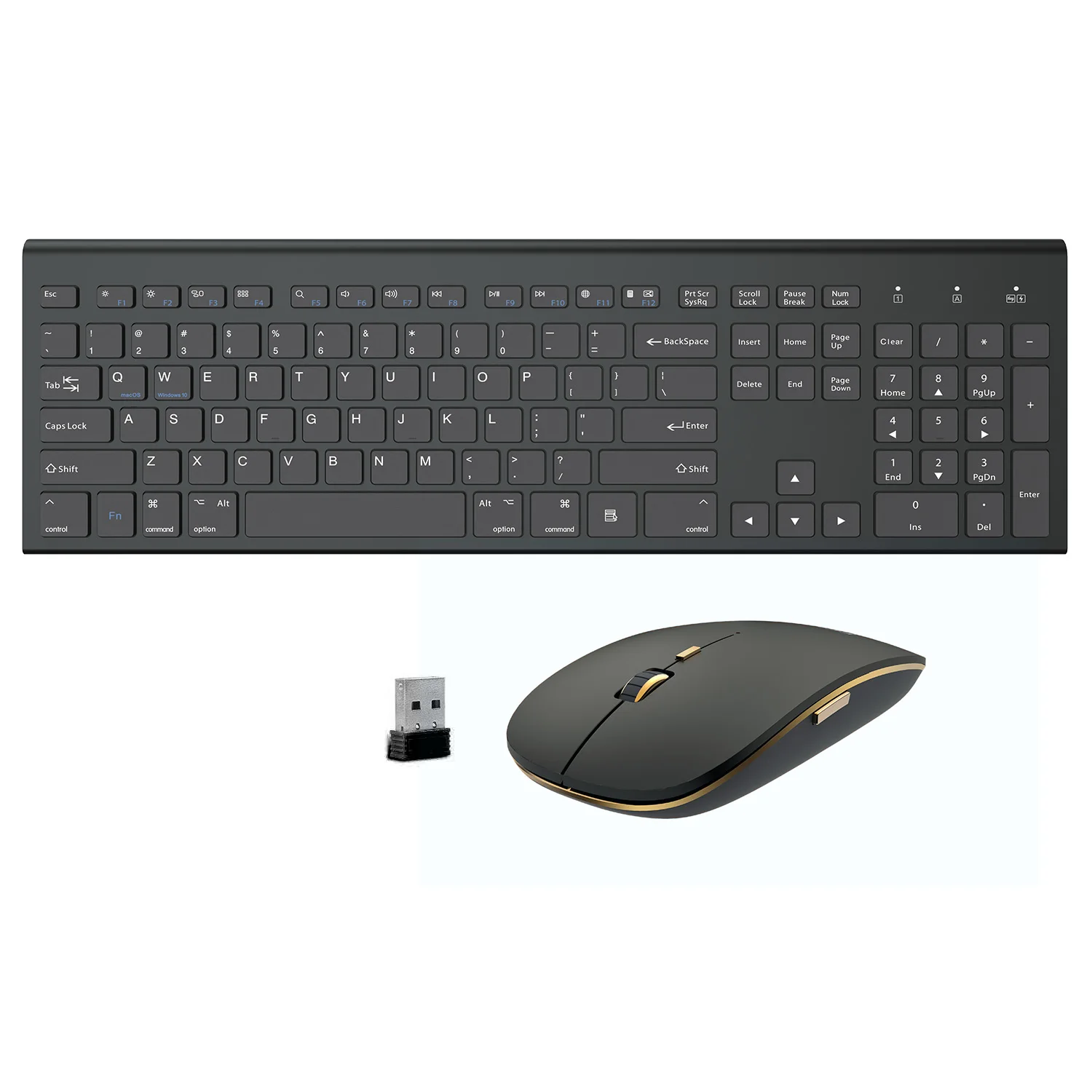 Эргономичный выбор наклона двойная система переключение 104 клавиш полный размер ножницы-клавиша беспроводная клавиатура и мышь комбинированный черный золотой