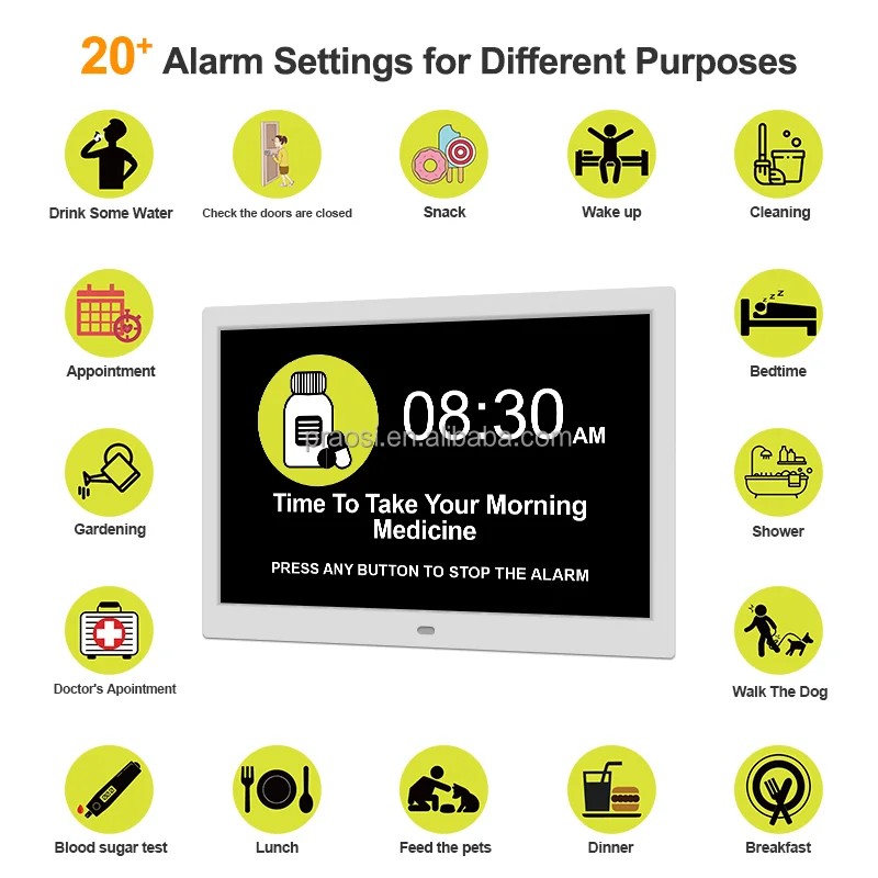 Pros Auto Dimming Extra Large letter Smart 15 inch Dementia Alzheimer Digital Calendar Day Clock for Memory Loss Seniors