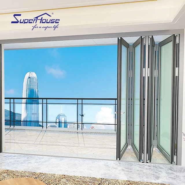 Высококачественное Заводское производство Superhouse NOA Miami DADE NFRC NAMI Canada алюминиевая Двухстворчатая стеклянная дверь