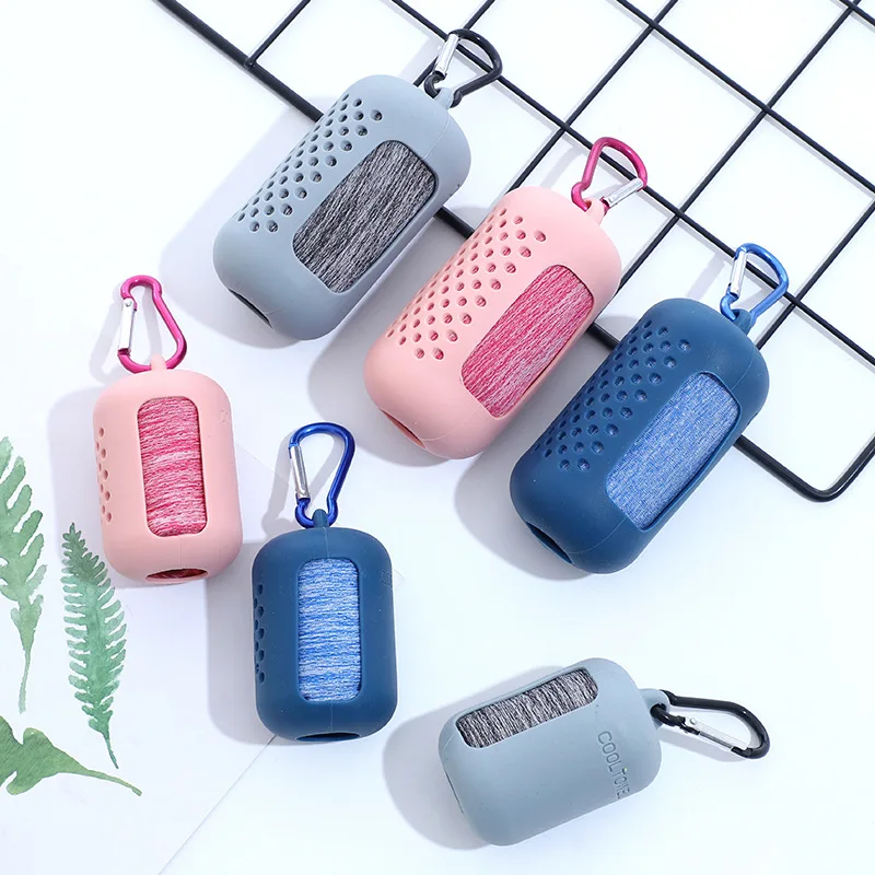 Portable Mini Running Sports Gym Fitness Cooling Towel Quick Dry Towel Sport Custom Logo With Silicone Case