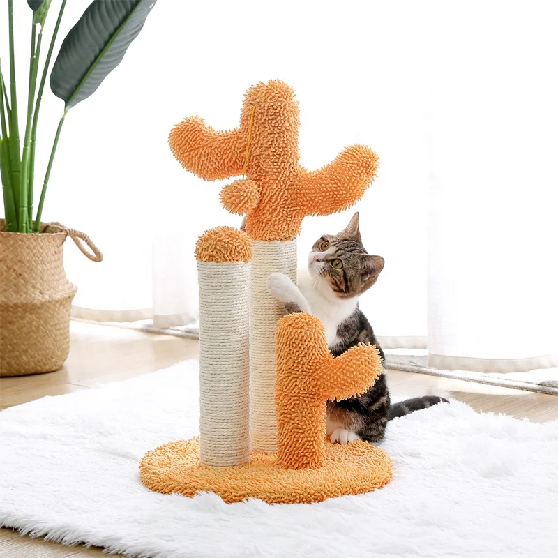 US Stock Free Shipping Modern Cactus Cat Tree Cat Scratching Post Interactive Toy Dangling Ball