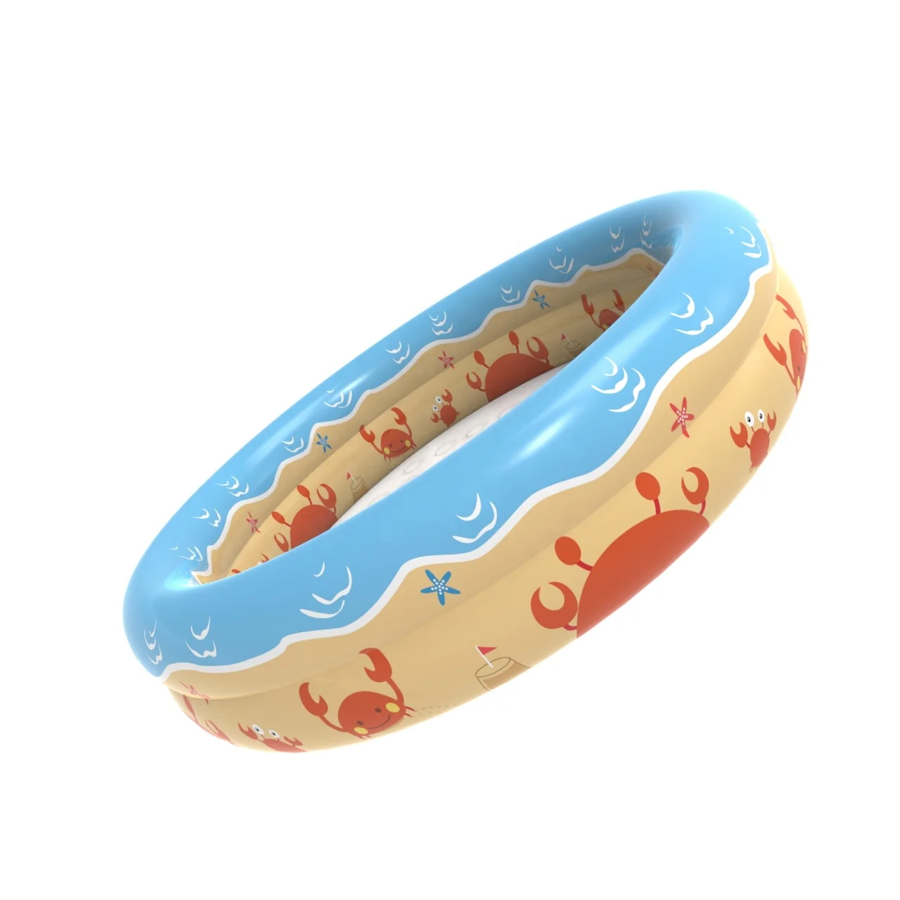 
New high-quality 2 rings 1.2m-1.5m beach crab pattern inflatable swimming pool for kids 
