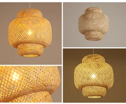 Handmade Rattan Natural Indoor Pendant Lamp Hotel Island Bar Home Decor Bamboo Chandeliers Pendant Lights