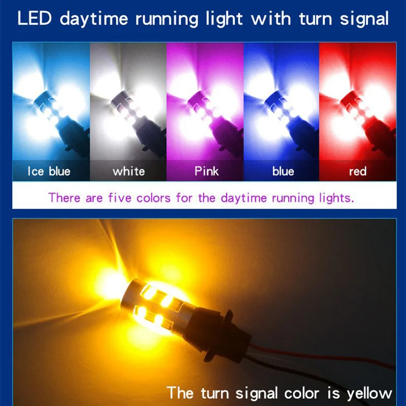 T20 42smd Dual Color Turn Signal Led Smd 2835 Reversing Light 10w Drl White + Yellow 1156 Led 7440 3156 Led Bulb
