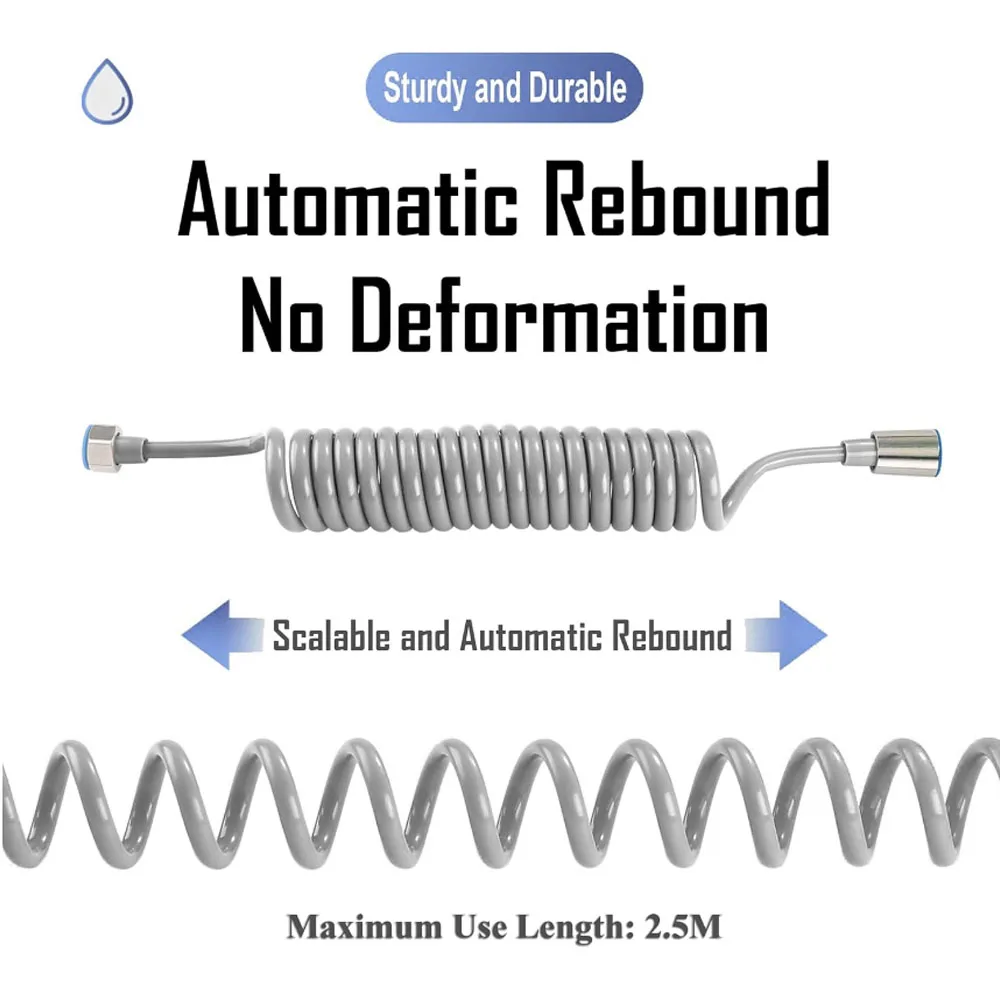 Water Plumbing Toilet Bidet Sprayer Gun Bathroom Spiral Flexible Shower Hose ABS Spring Flexible Telescopic Shower Hose