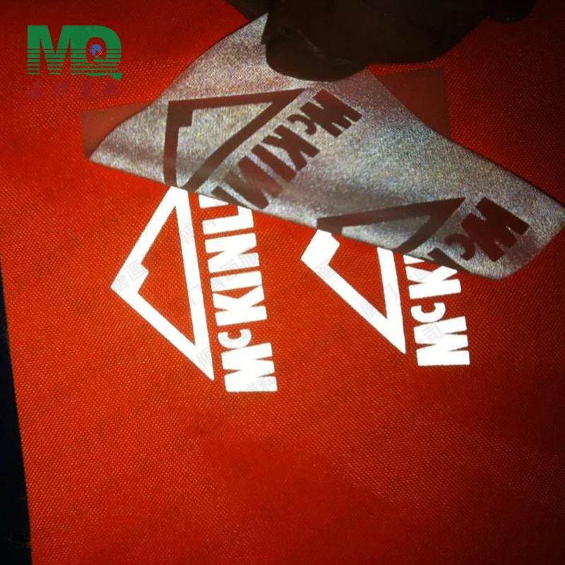 customization brand logo soft PU heat transfer reflective printing custom iron on vinyl for clothes logo DIY design neck label