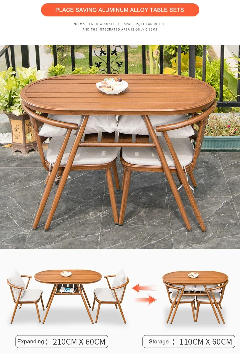 ZUOAN Morden Outdoor Balcony Table and Chairs Set Leisure Garden Furniture for Small Area Convenient Double Layer Design
