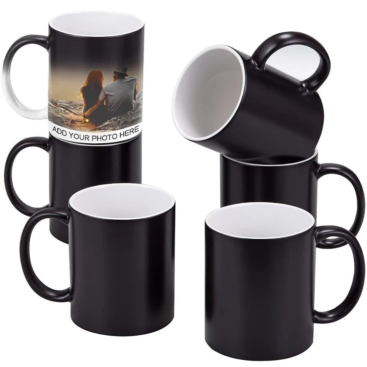 Custom Design Colour Changing Cups 11Oz Black Sublimation Blanks Cup Magics Color Changing Ceramic Coffee Mug