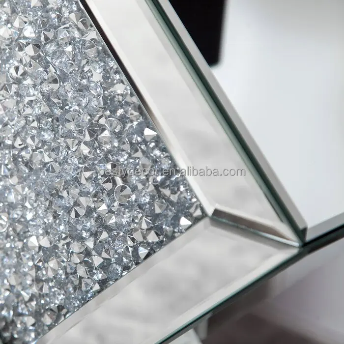 Оптовая продажа sparkbling измельченной бриллиантовой Настенный декор прямоугольный во всю длину защелка с украшением в виде кристаллов декоративные зеркала заднего вида