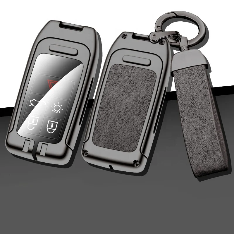 Scratch-resistant Button protection Soft Zinc alloy leather TPU Car Key Protect Full Case for VOLVO S60L S80L smart key keychain