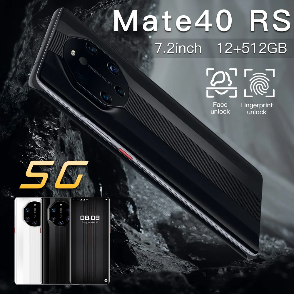2022 high quality copy huawe Mate40 RS 7.2Inch 5G Cellphones OEM Android Smartphones 12+512GB Dual SIM smart phone Mobile Phones