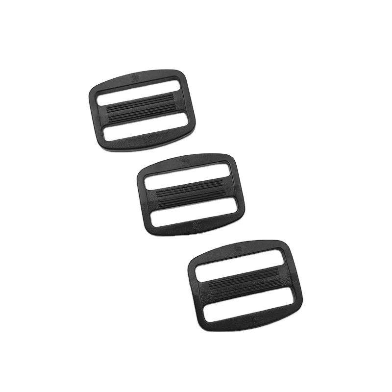 Black Plastic Tri-Glide Slides Button Adjustable Webbing Triglides Slider Buckle for Belt Backpack and Bags