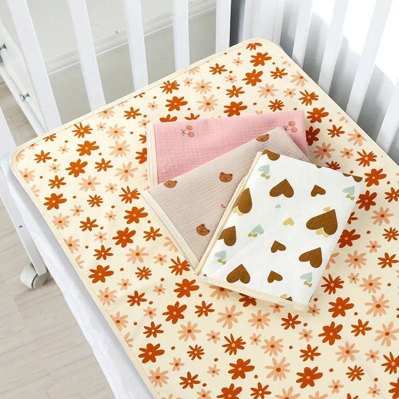 Baby waterproof muslin urine pad washable changing diaper mat for newborns