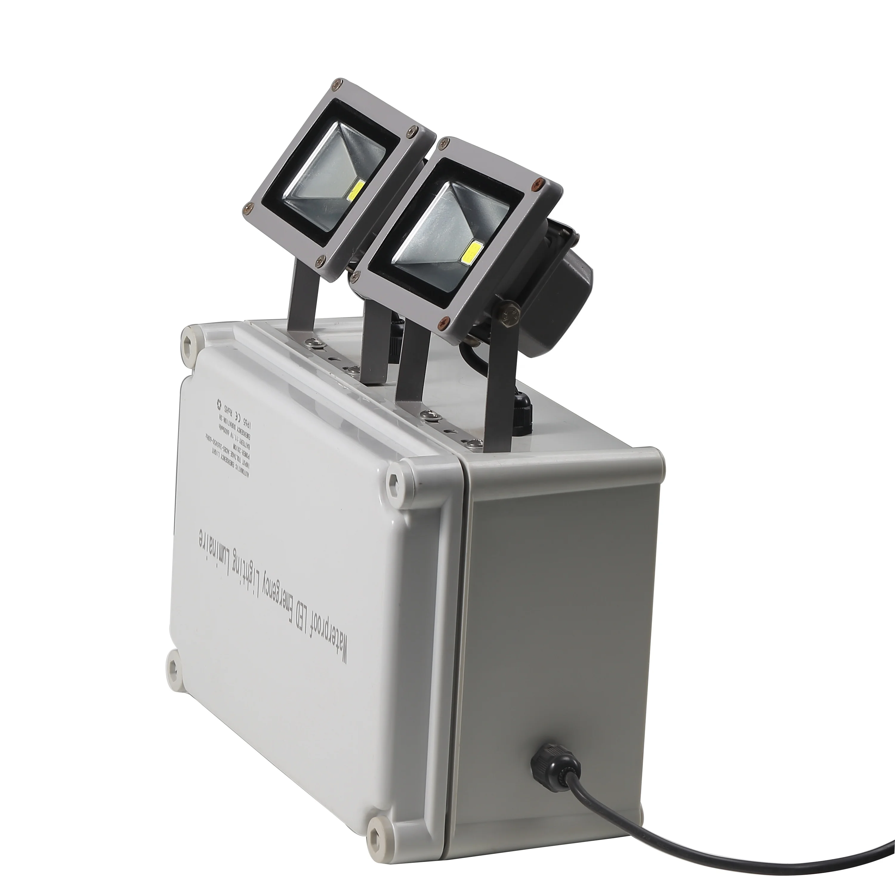 Li-ion Battery Backup Rechargeable LED Emergency Light IP65 Waterproof High Lumen 2x10W LED Twin-head Emergency Light