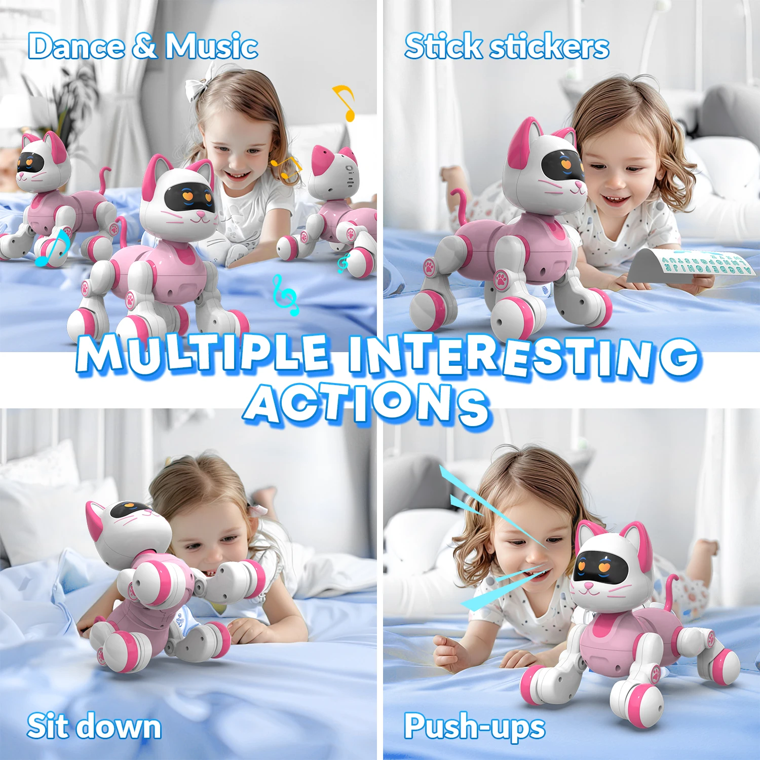 kids educational rechargeable electric dancing interactive programable intelligent remote control robot cat