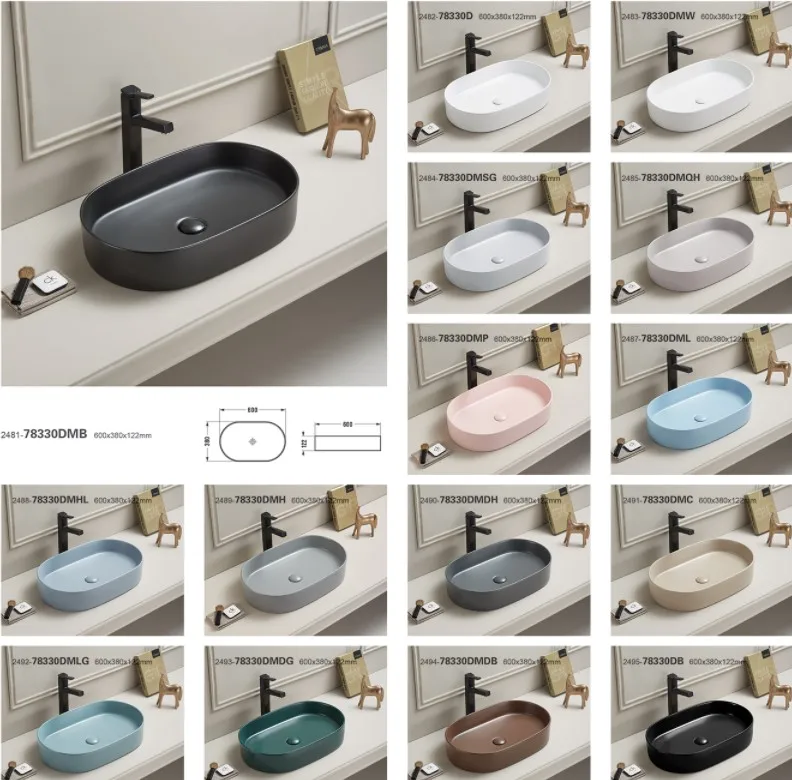 Matt color bathroom countertop mounted chaozhou factory lavoar wasbak CE sink for bathroom table top ceramic basin