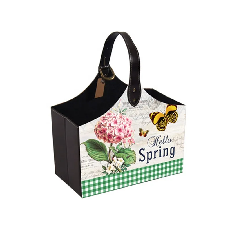 2021 Spring Topic Home Decor Ornament  Foldable Newspaper Basket Cardboard with PVC Printing  Magazine Holder