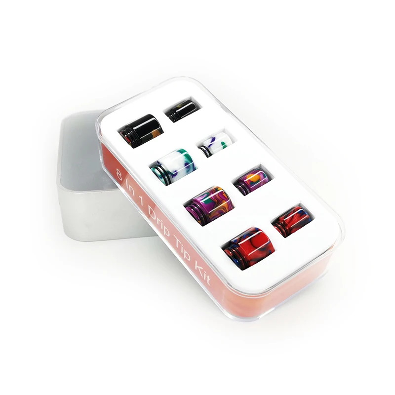 8 In 1 810 510 Drip Tip Kit Factory Wholesale 8pcs Epoxy Resin Mouthpiece Multi Colors Atomizer Tips For 810 Tanks