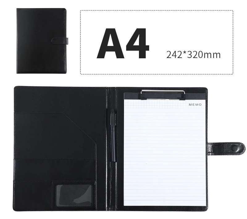 Multifunctional Business PU Portfolio Business Card Holder with Writing Pad  A4 contract signing document folder order book