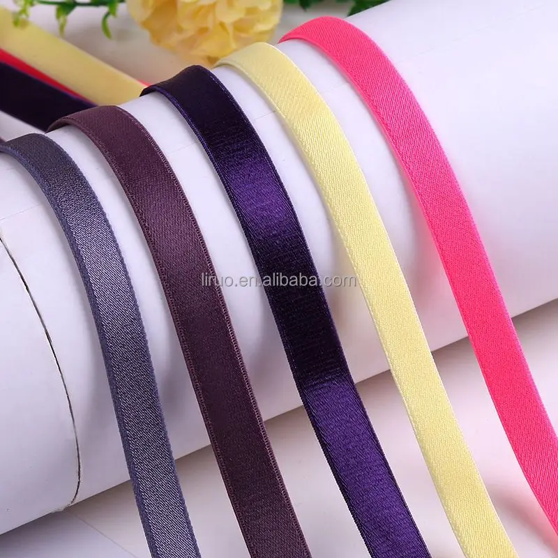 Muti-colored 15mm plush satin nylon elastic for bra
