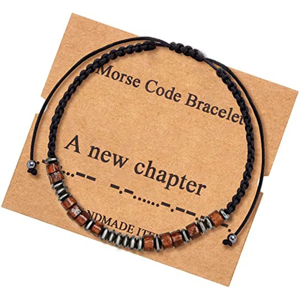Morse Code Bracelets Inspirational Gifts for Teens Best Friend Friendship Dainty Adjustable Beaded Wrap Bracelet