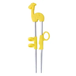 Amazon Children Training Chopsticks Golden Stainless Steel Lovely Chopsticks with Silicon Animal