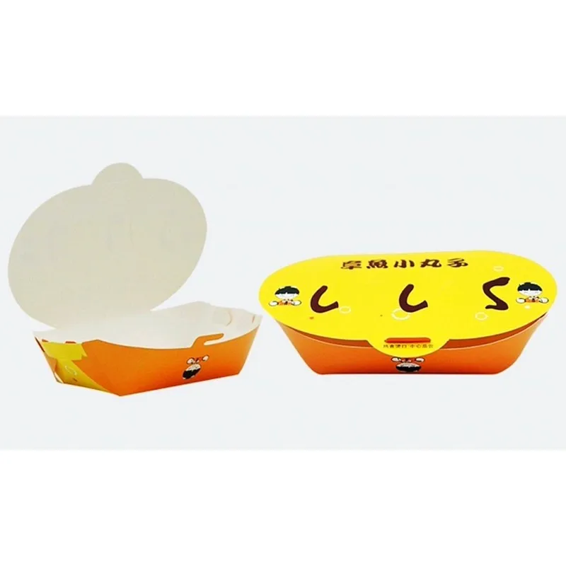 food grade take out box takoyaki paper box custom printed logo takoyaki ball box food packaging supplies