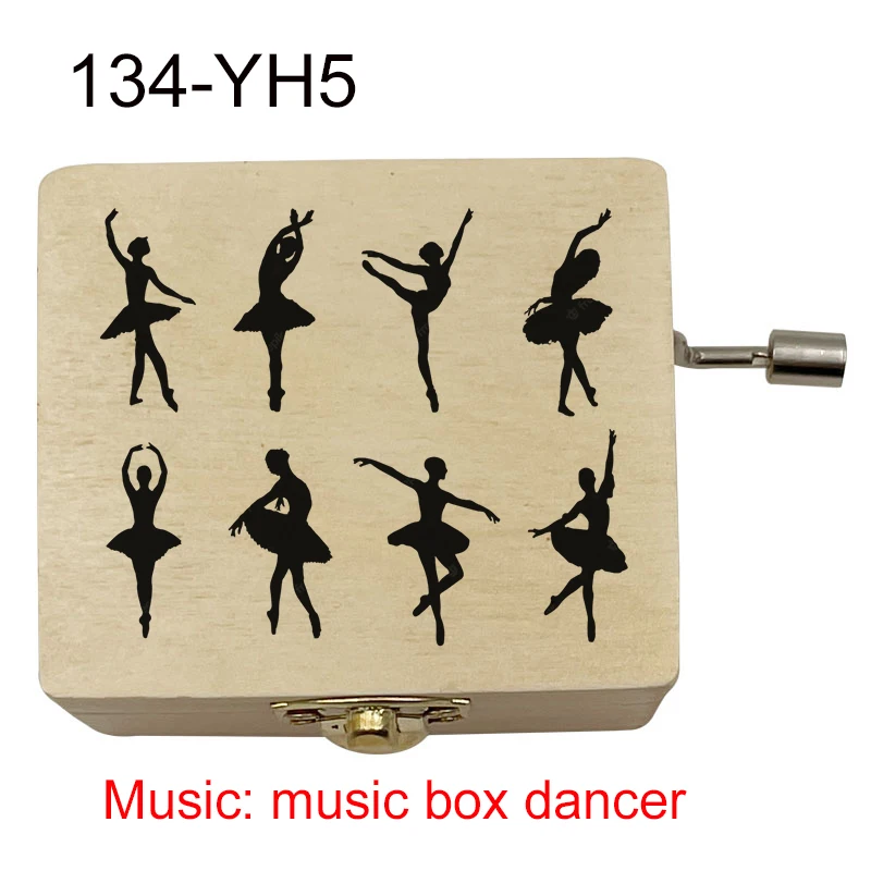 Custom Hand Crank Classic Music Box Dancer Song Music Box, Wholesale Wooden Cute Musical Birthday Gifts