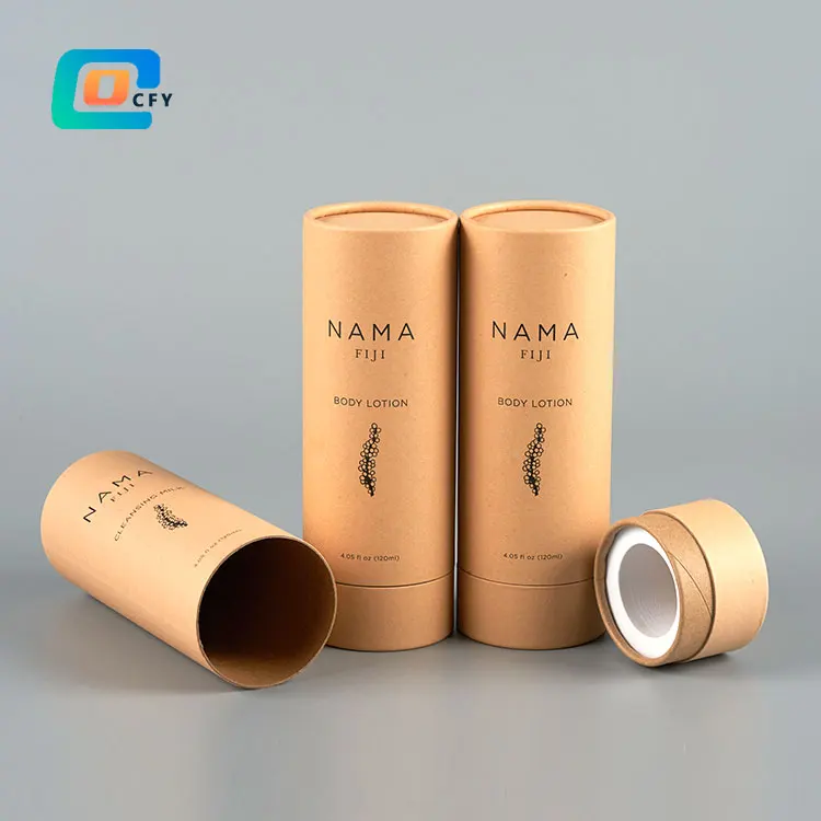 Brown Kraft Paper Cardboard Tube Round gift boxes wholesale custom paper tube package for High-end cosmetics