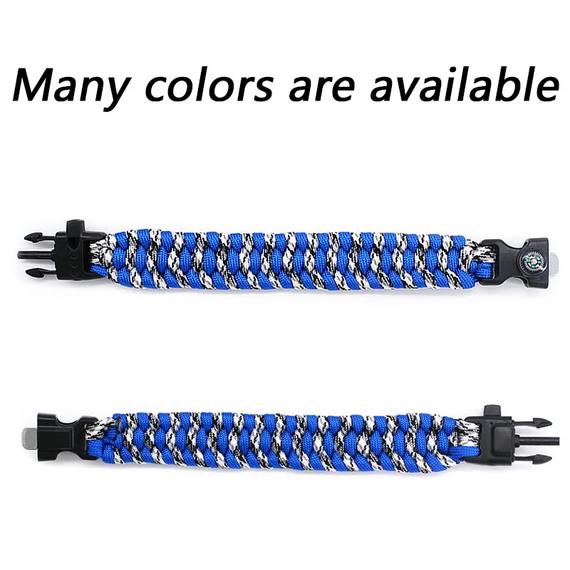 
Person Fire Starter Whistle Compass Kit Rescue Paracord Bracelet for Men 