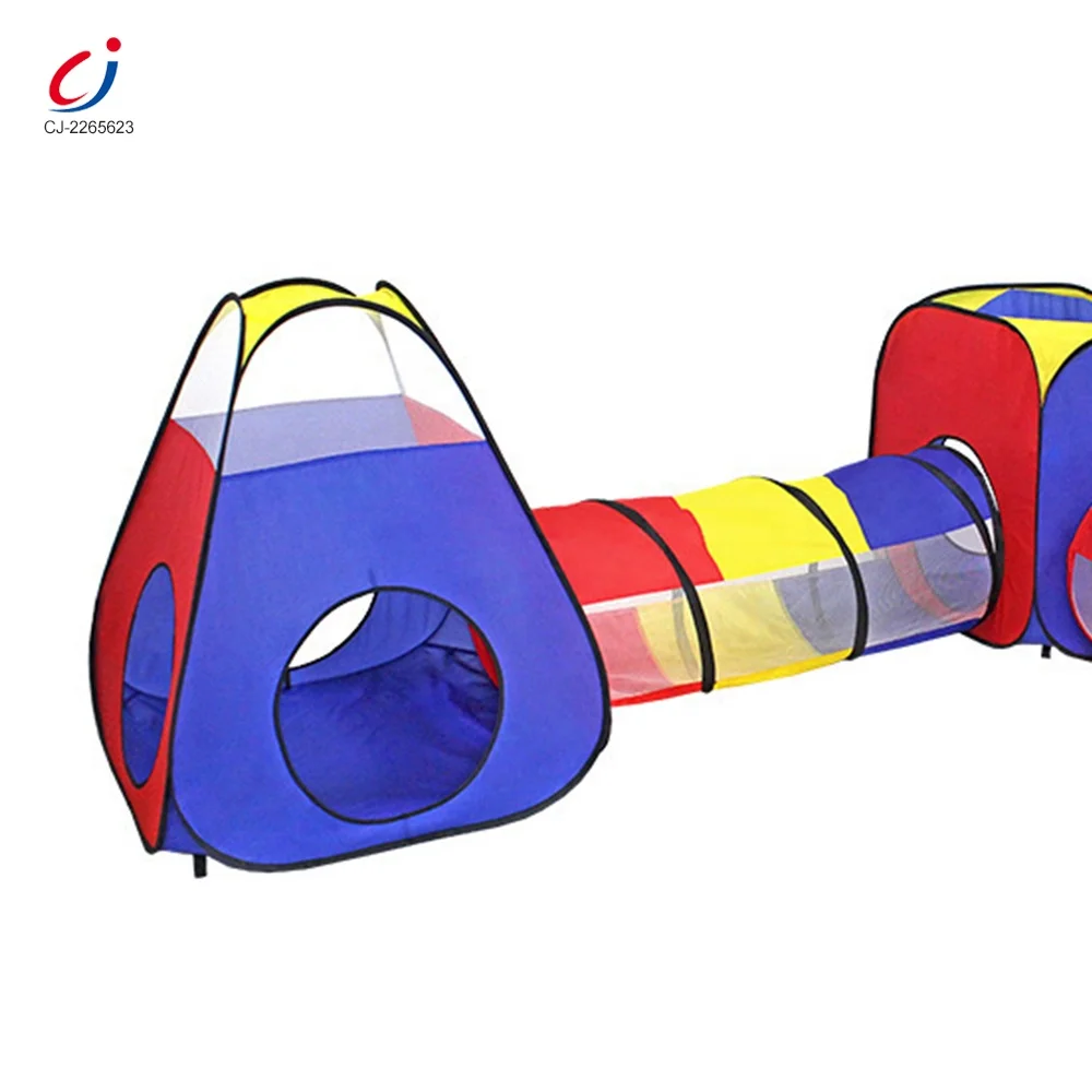Portable foldable kids tent house play tunnel crawling pop up playhouse 3 in 1 pop up play tent with tunnel for kids