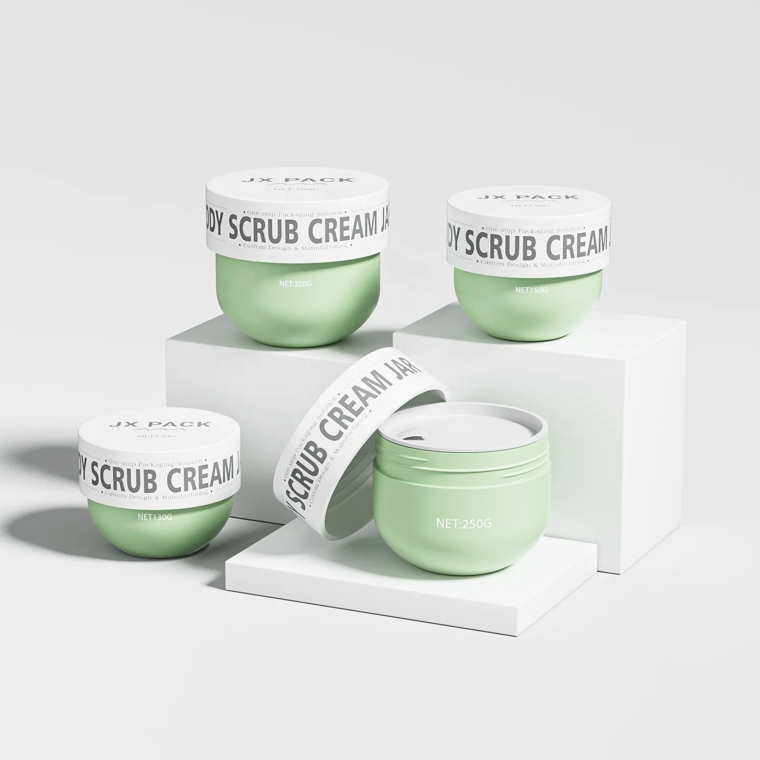 130ml 150ml 250ml Plastic body scrub container cosmetic cream jar packaging custom hair mask jar 300ml oem pet cream jars