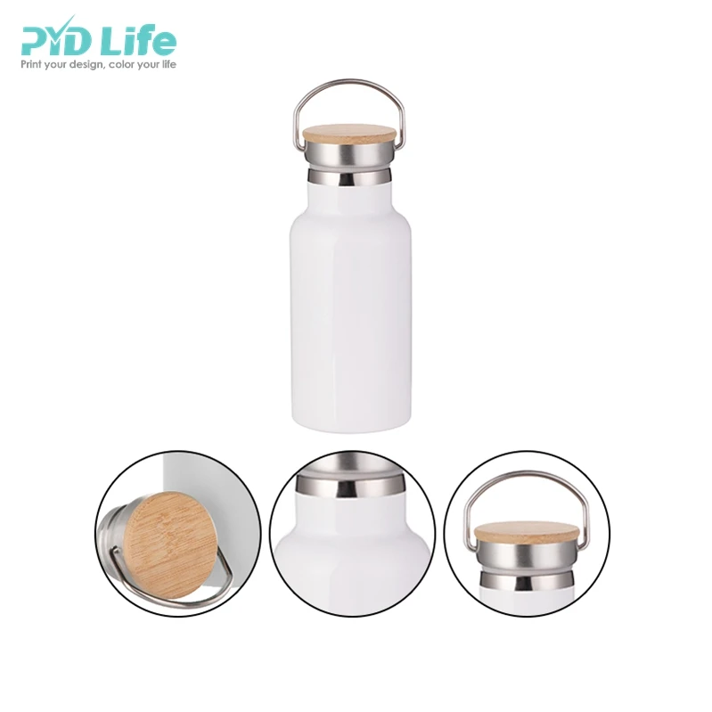 Распродажа, бутылка PYDLife для кемпинга с сублимационной печатью, индивидуальный дизайн, вакуумная изоляция, бутылка для воды из нержавеющей стали с бамбуковой крышкой