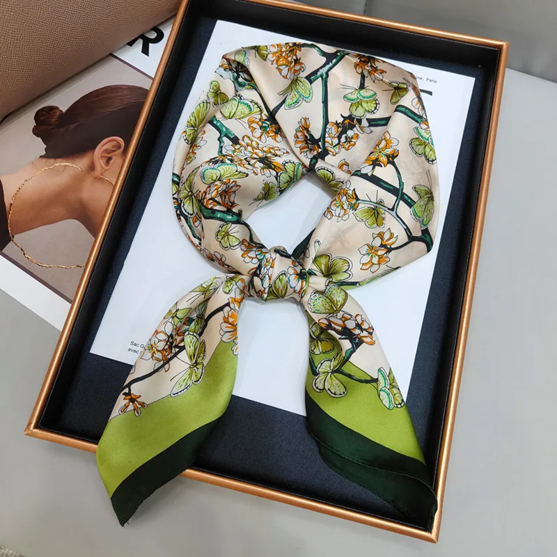 wholesale 70 X 70cm Imitation silk Multi-functional Breathable four seasons dacron Fashionable silk scarf