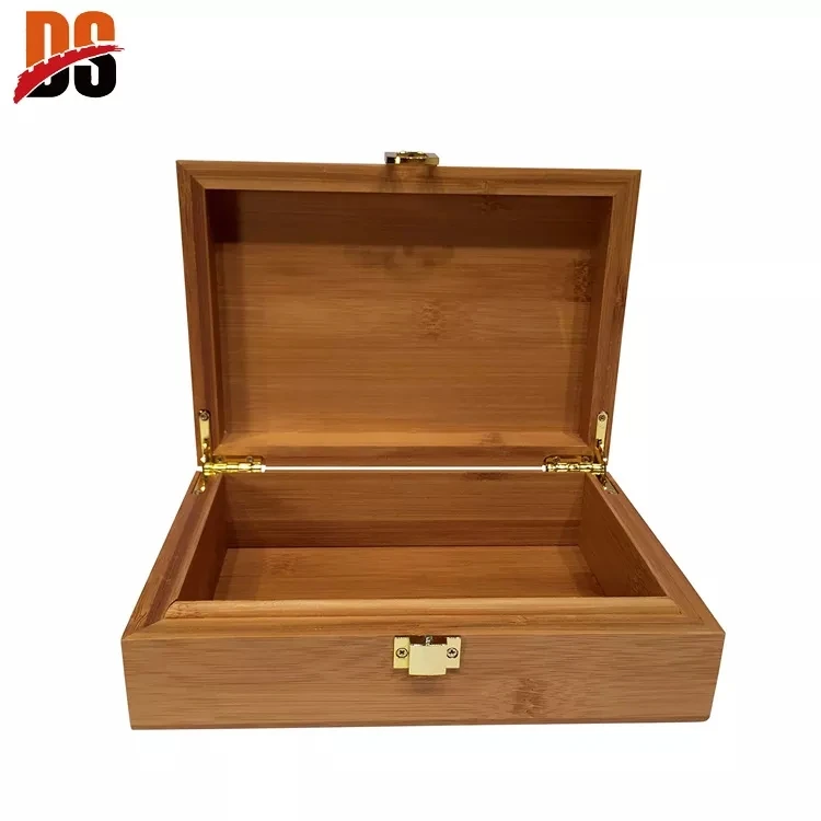 Ящик для хранения DS Wood с подносом-качалкой большой ящик 100% бамбуковый деревянный банками