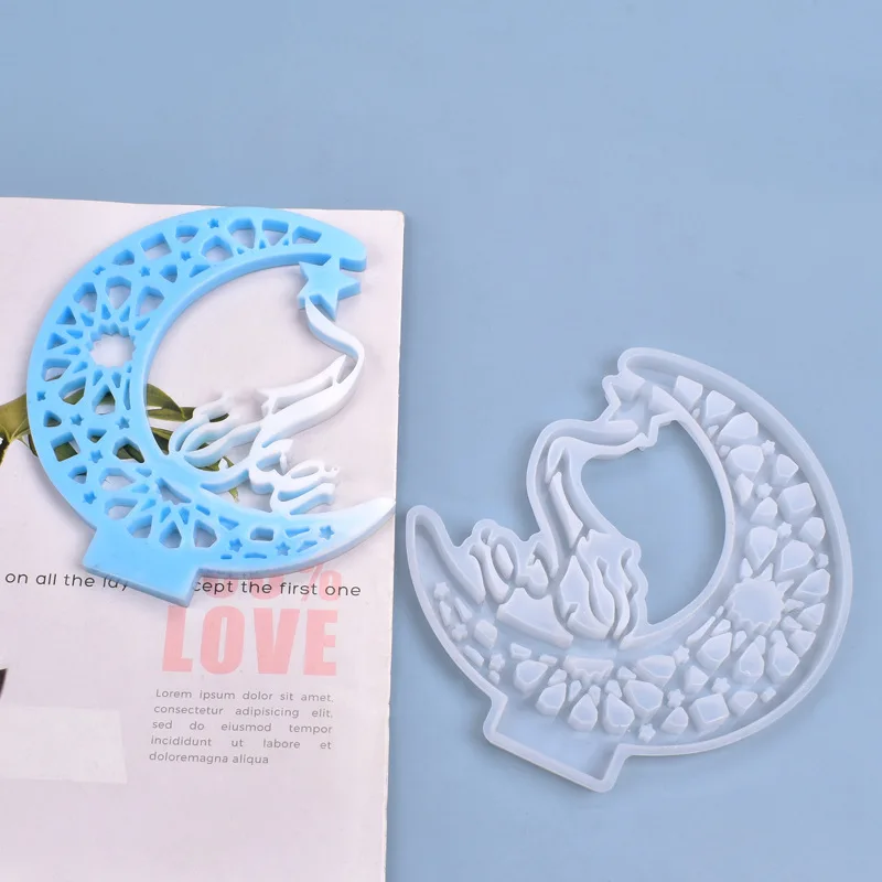 INTODIY Moon Ribbon Display Board Platform Silicone Mold Christmas Gift Hanging Decoration Home Decoration Silicone Mold